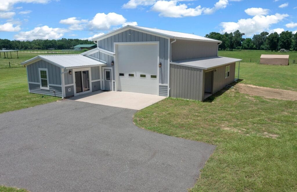 outside view of a custom RV barndominium in Citra, FL