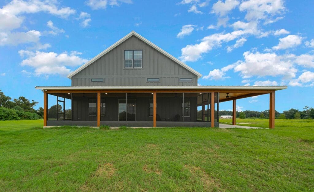 Outside view of a custom built barndominium in Citra, FL