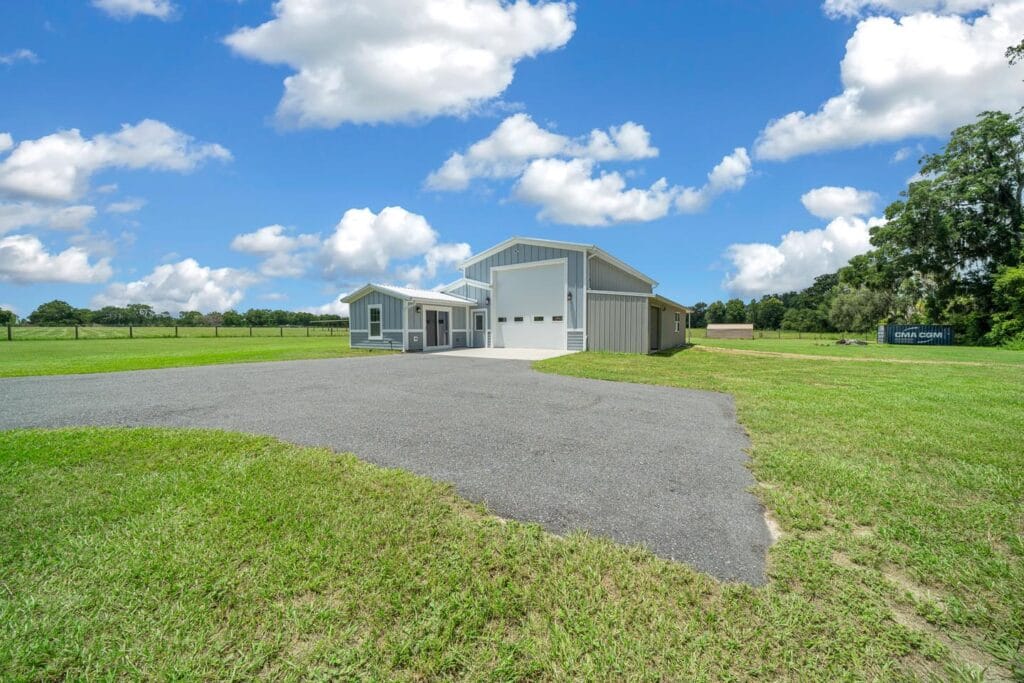 outside view of a custom RV barndominium in Citra, FL
