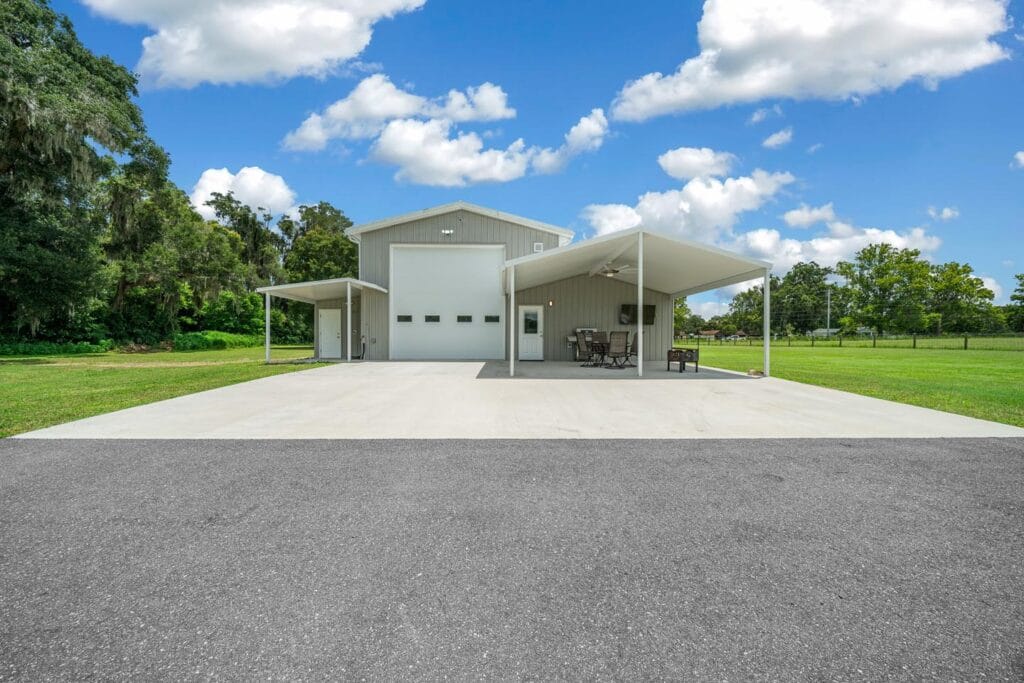 outside view of a custom RV barndominium in Citra, FL