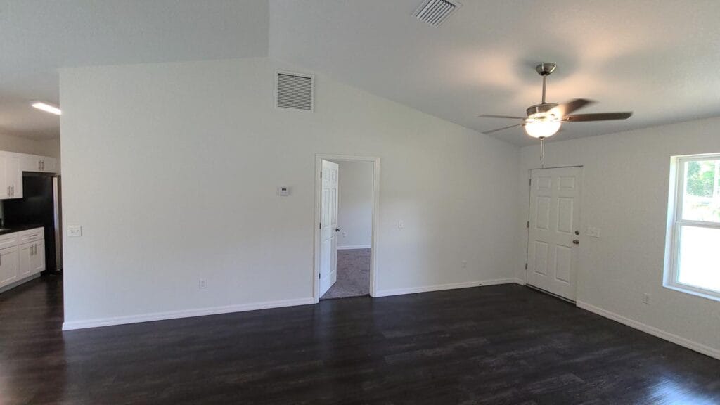living room view of a custom built spec house in Silver Springs Shores, FL