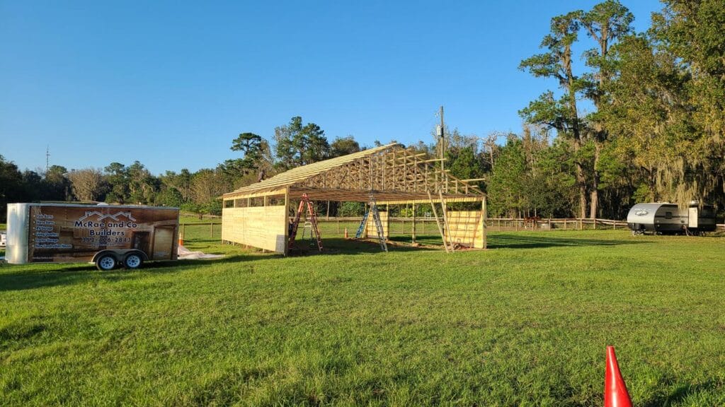 custom built horse barn in Reddick, FL