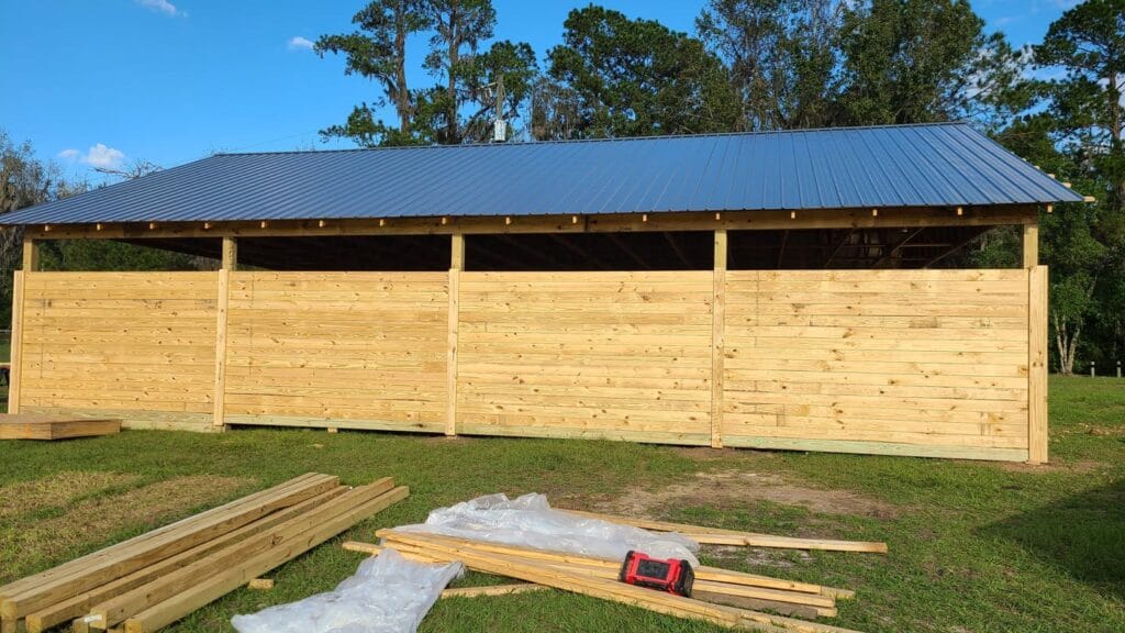 custom built horse barn in Reddick, FL