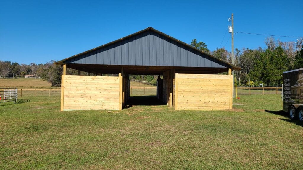 custom built horse barn in Reddick, FL
