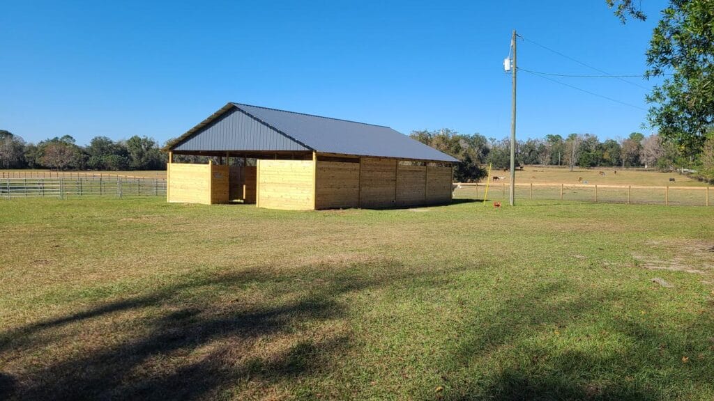 custom built horse barn in Reddick, FL