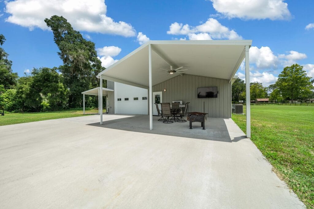 outside view of a custom RV barndominium in Citra, FL