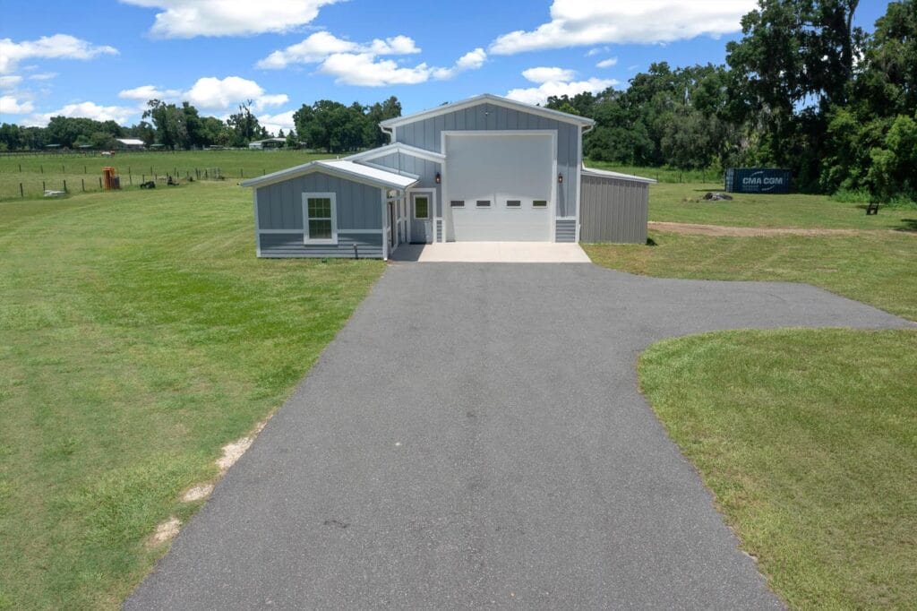 outside view of a custom RV barndominium in Citra, FL