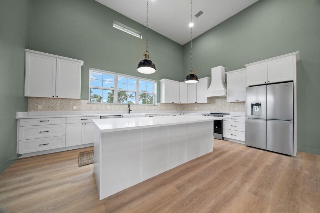 kitchen view of a custom built barndominium in Citra, FL