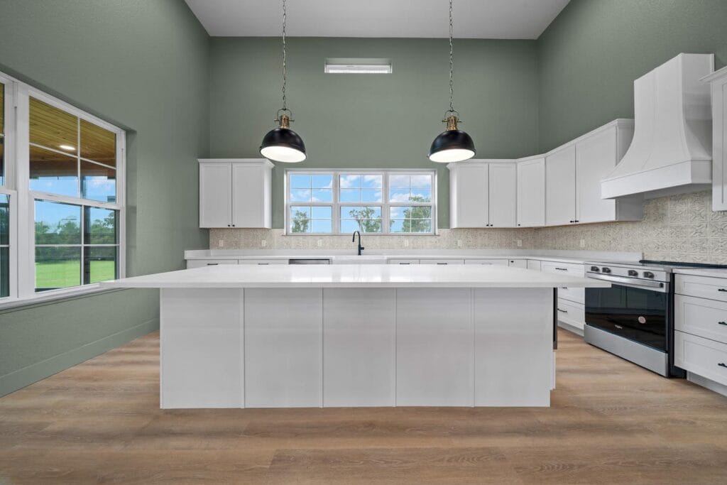 kitchen view of a custom built barndominium in Citra, FL