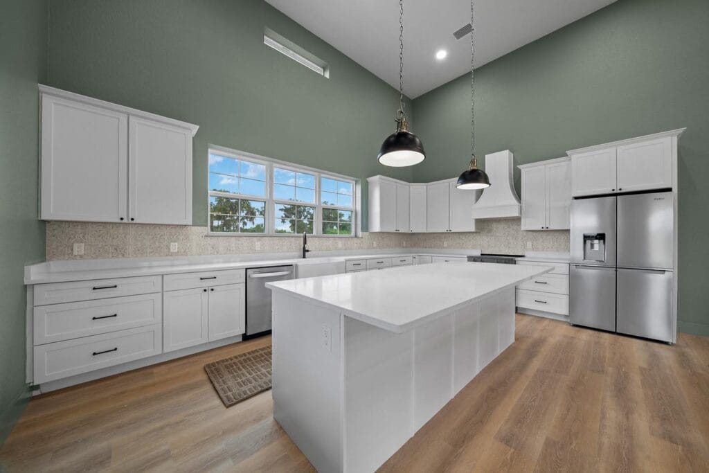kitchen view of a custom built barndominium in Citra, FL