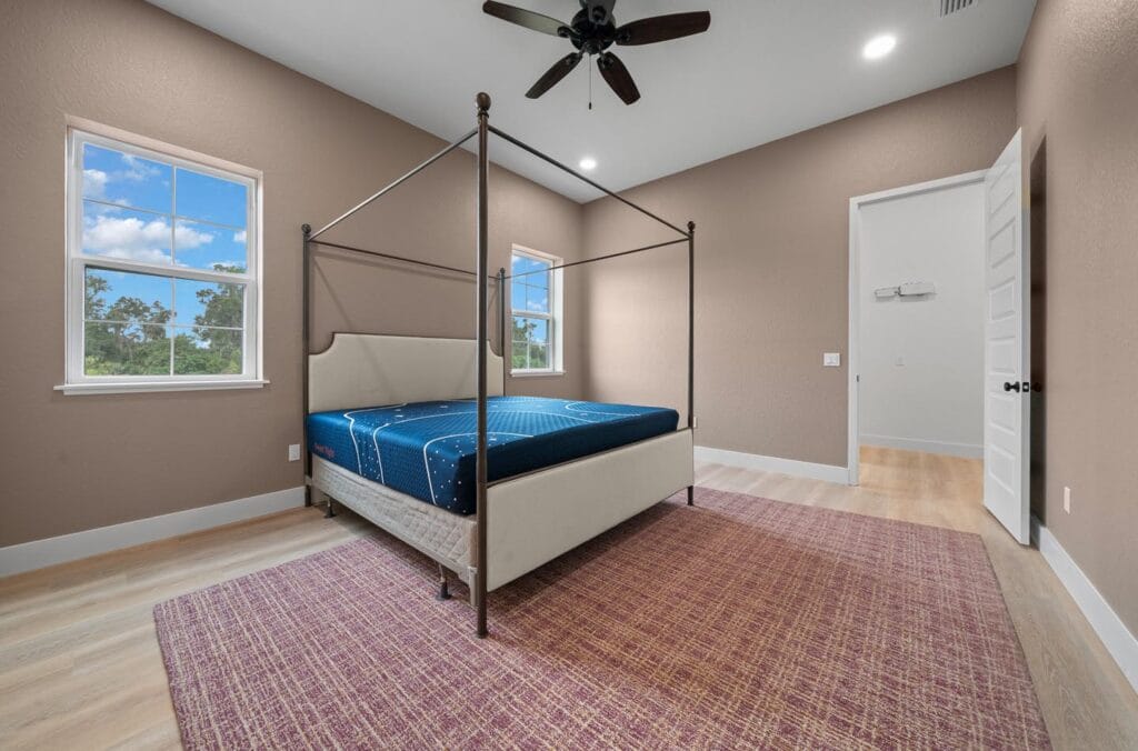 bedroom view of a custom built barndominium in Citra, FL