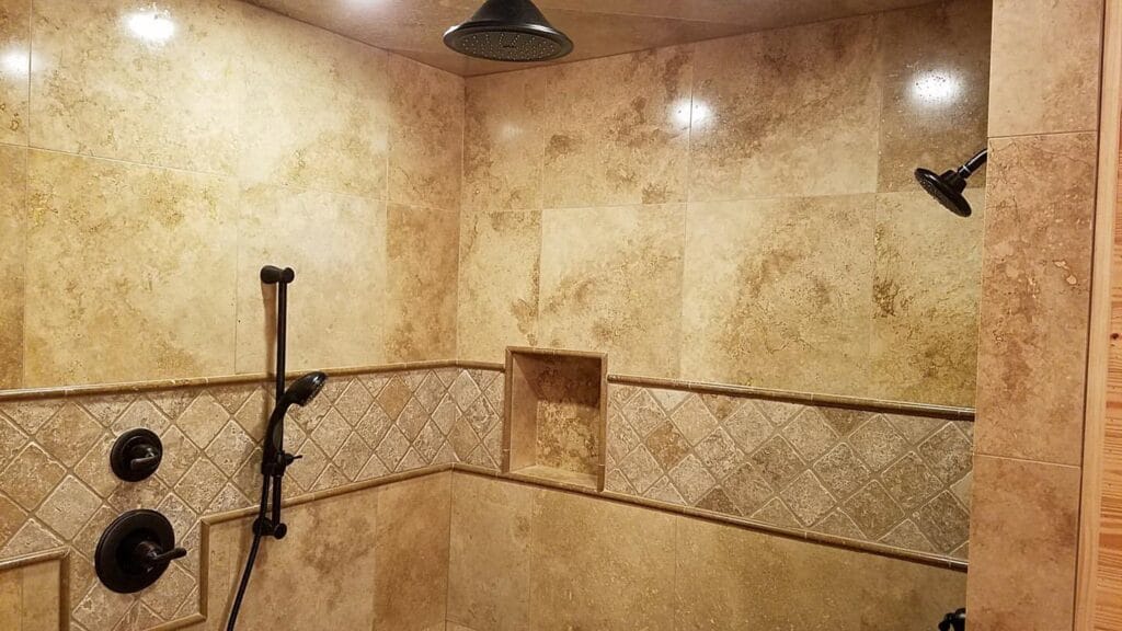 Shower view of a custom built cypress barndominium in Citra, FL