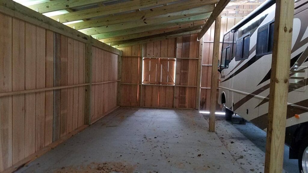 A custom built cypress enclosed barn in Ocala, FL