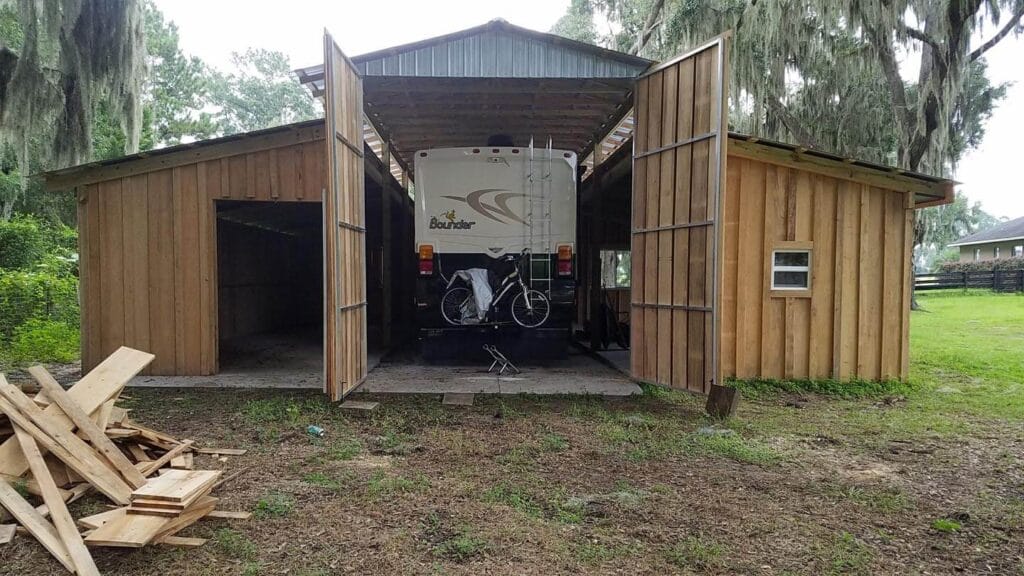 A custom built cypress enclosed barn in Ocala, FL