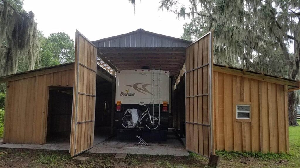 A custom built cypress enclosed barn in Ocala, FL