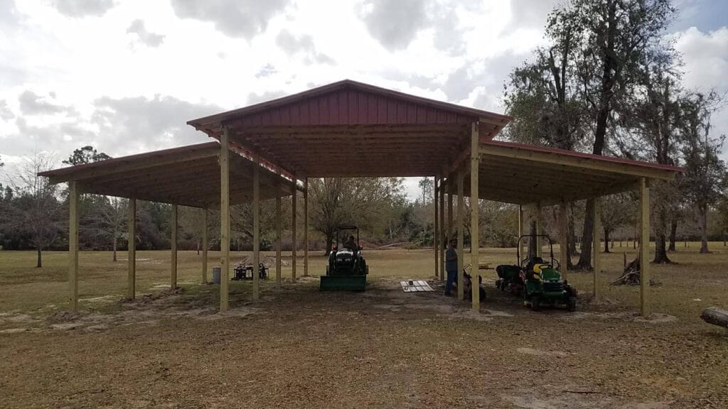 custom built 3-roof open-style barn in Astor, FL