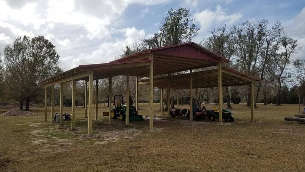 custom built 3-roof open-style barn in Astor, FL