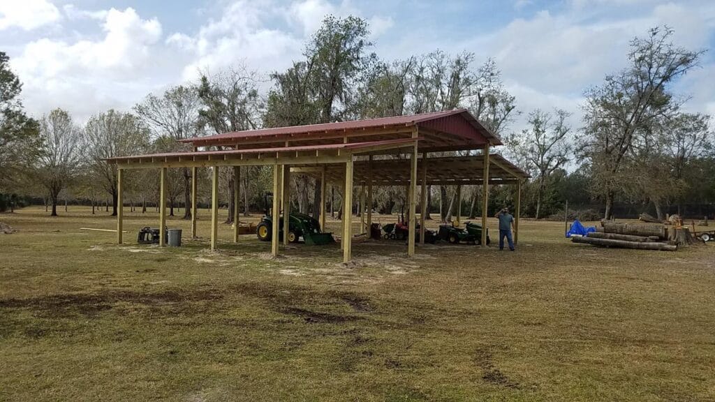 custom built 3-roof open-style barn in Astor, FL