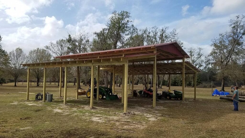 custom built 3-roof open-style barn in Astor, FL
