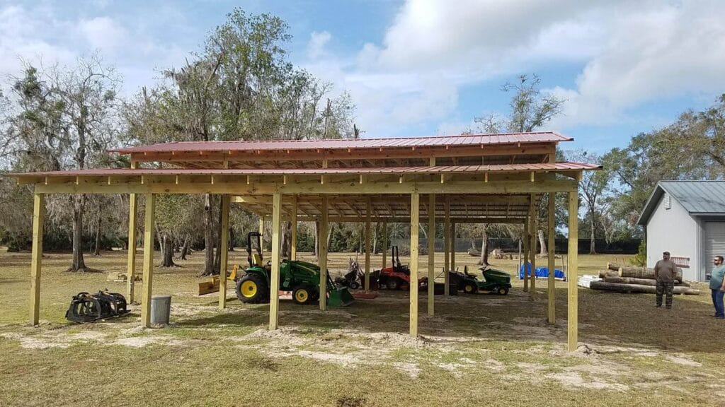 custom built 3-roof open-style barn in Astor, FL