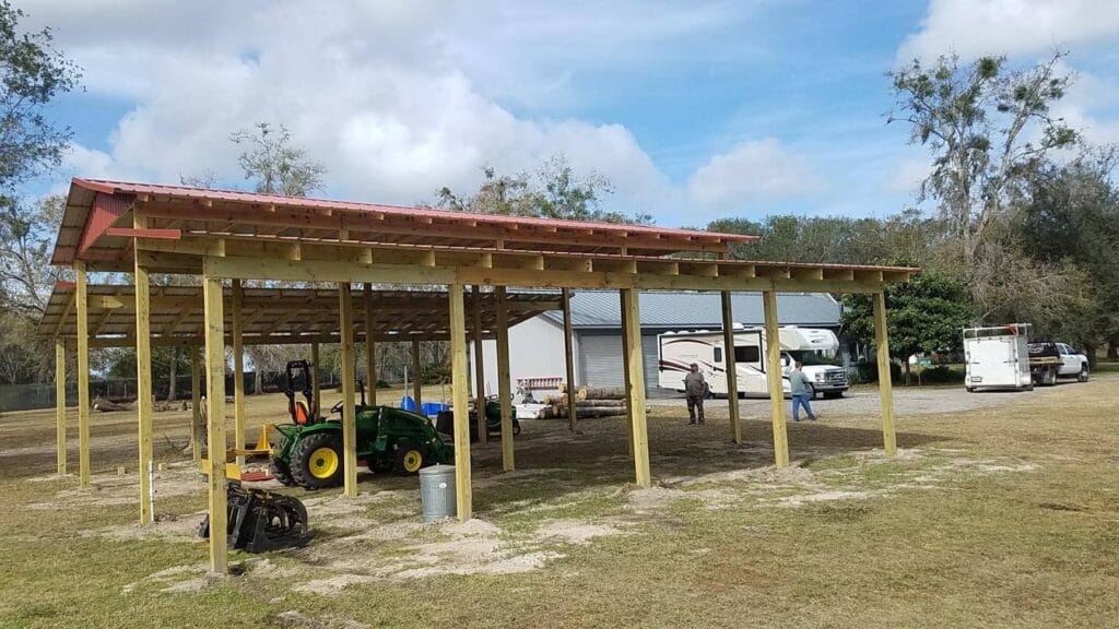 custom built 3-roof open-style barn in Astor, FL