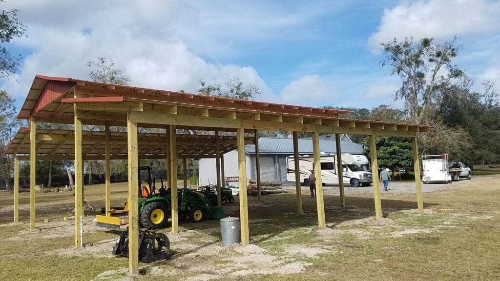 custom built 3-roof open-style barn in Astor, FL