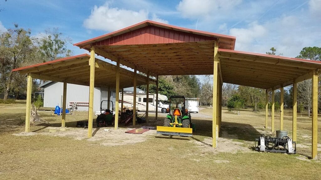 custom built 3-roof open-style barn in Astor, FL