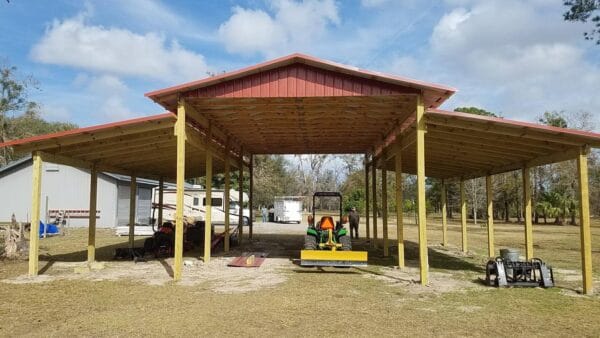 custom built 3-roof open-style barn in Astor, FL