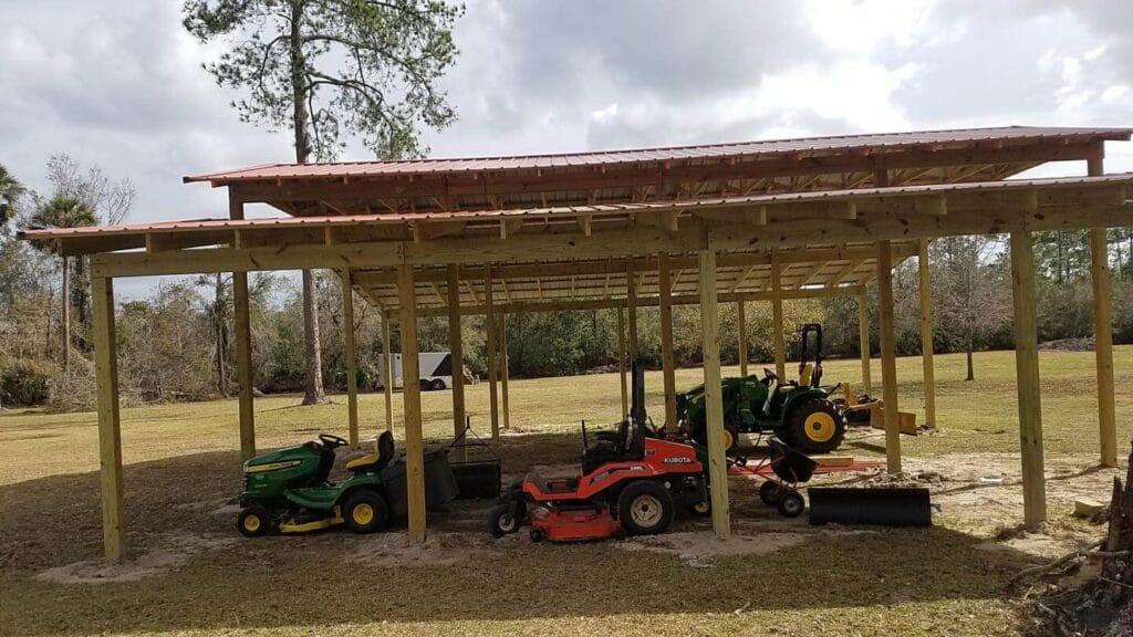 custom built 3-roof open-style barn in Astor, FL