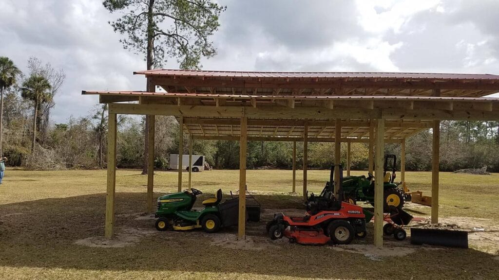 custom built 3-roof open-style barn in Astor, FL