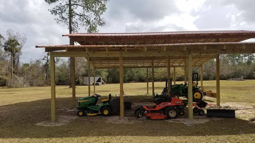 custom built 3-roof open-style barn in Astor, FL