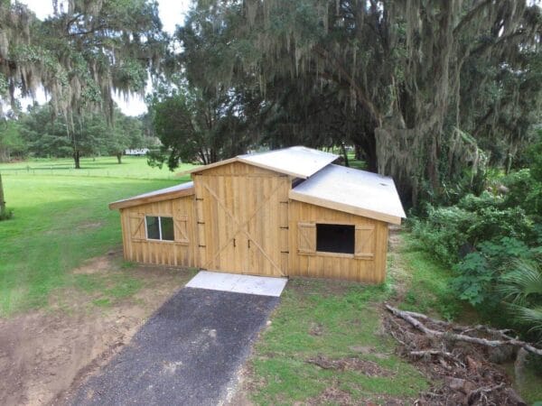 A custom built cypress enclosed barn in Ocala, FL
