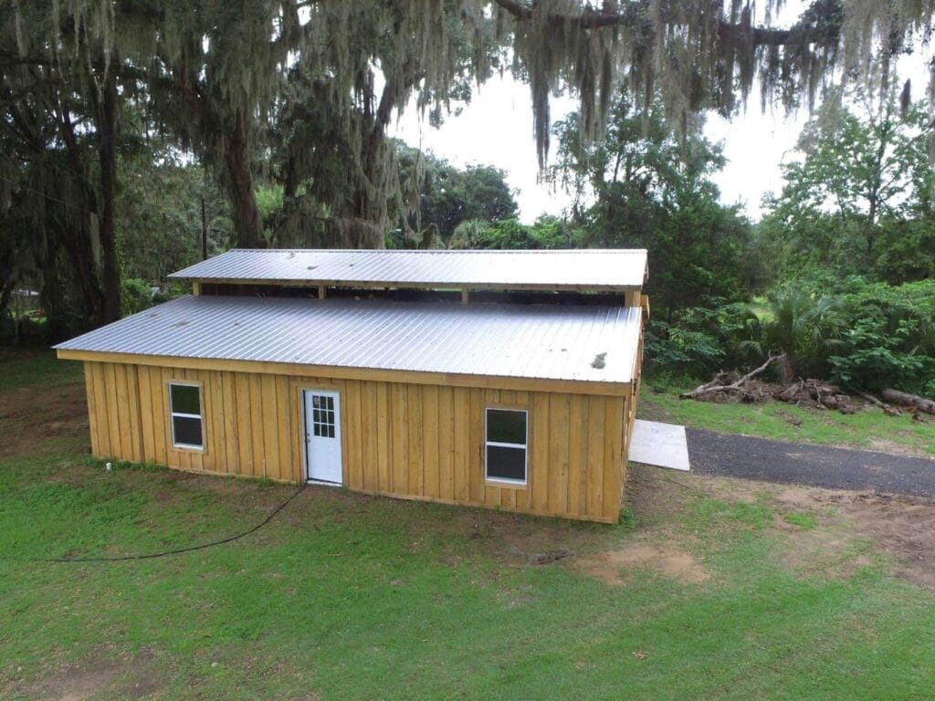 A custom built cypress enclosed barn in Ocala, FL
