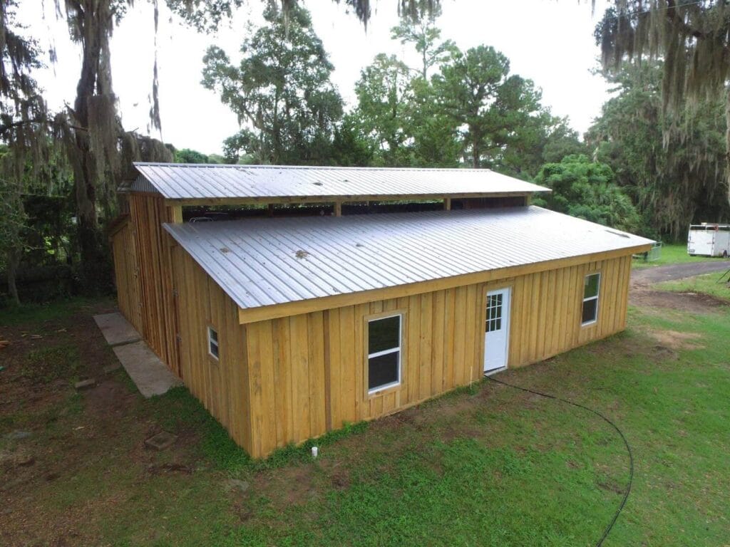 A custom built cypress enclosed barn in Ocala, FL